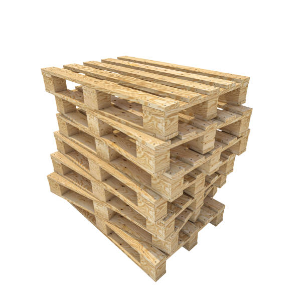 istock stacked wooden pallets stacked on a white background. 2027289959