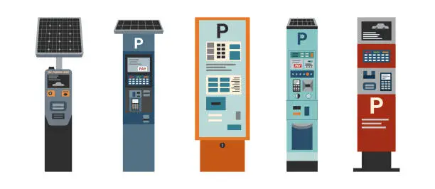 Vector illustration of Parking meter set