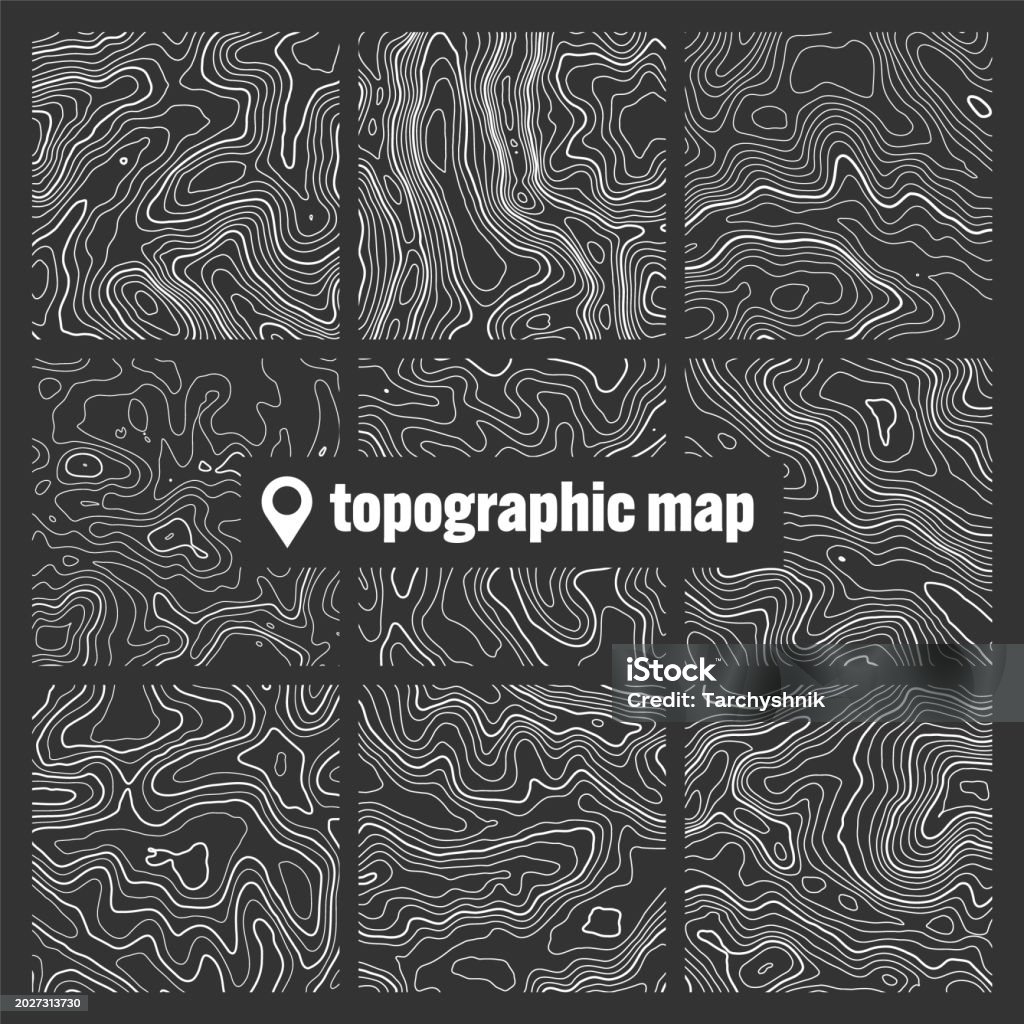 Topographic Screen Topographic Map With Contour Lines Geographic Terrain Grid Relief ...