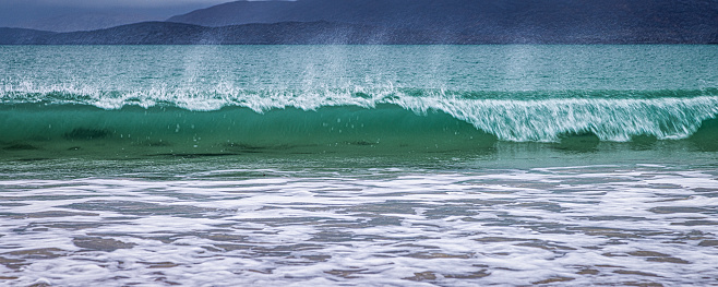 A breaking wave on Luskentyre Beach, Isle of Harris, Scotland