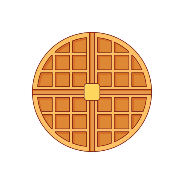 gofr z ikoną masła kreskówka ilustracja wektorowa na białym tle - waffle breakfast syrup plate stock illustrations