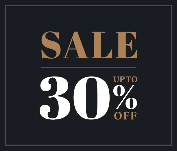 Vector illustration of Sale up to 30% off sign. Thirty percent discount.