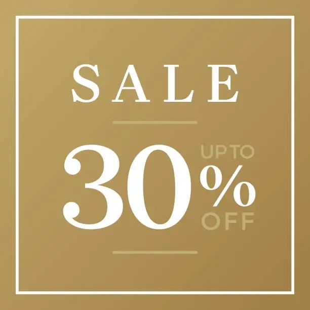 Vector illustration of Sale up to 30% off sign. Thirty percent discount.