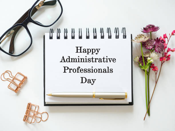 istock Happy Administrative Professionals Day. Notepad with congratulatory inscriptions 2027420527