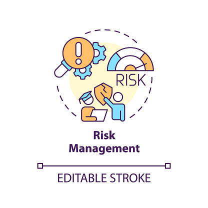 Risk management multi color concept icon. Safety risks. Insurance due to experiential learning. Round shape line illustration. Abstract idea. Graphic design. Easy to use in presentation