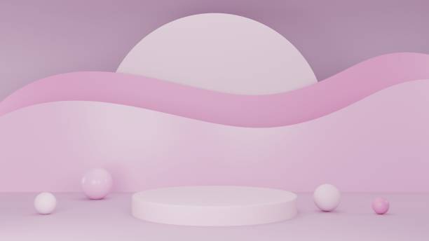 istock 3D Rendering pastel pink background with podium luxury 2027433322