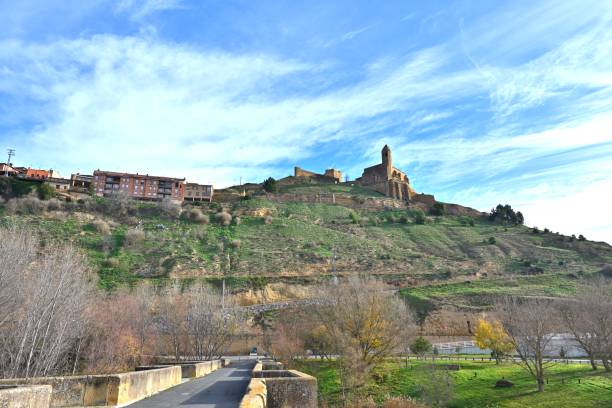 On January 4th, 2024,Ancient buildings seen in San Vicente de la Sonsierra,La Rioja Province, Spain. These are church and stone Bridge built in the Middle Ages.