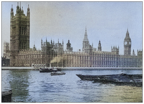 Antique photo of World's landmarks (circa 1894): House of Parliament, London, England