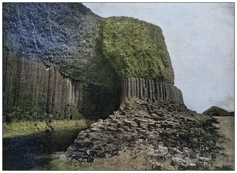 Antique photo of World's landmarks (circa 1894): Fingal's cave, Scotland