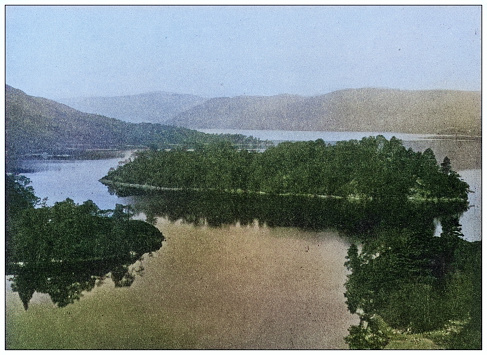 Antique photo of World's landmarks (circa 1894): Loch Katrine (Ellen's Isle), Scotland