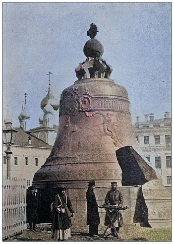 Antique photo of World's landmarks (circa 1894): Kremlin and Great Bell, Moscow, Russia