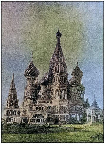Antique photo of World's landmarks (circa 1894): Church of St. Basil, Moscow, Russia