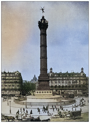 Antique photo of World's landmarks (circa 1894): Place de la Bastille, Paris, France