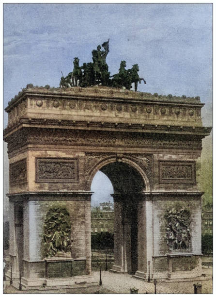 Antique photo of World's landmarks (circa 1894):  Arc de Triomphe, Paris, France