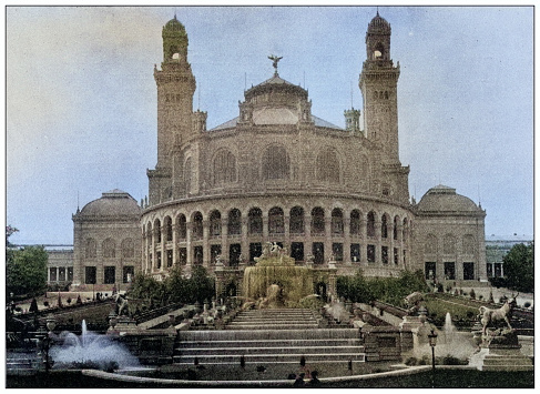 Antique photo of World's landmarks (circa 1894): Trocadero, Paris, France