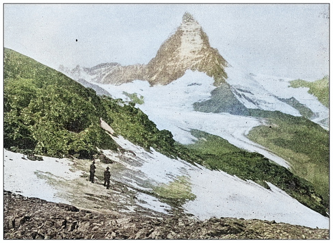 Antique photo of World's landmarks (circa 1894): Matterhorn, Switzerland