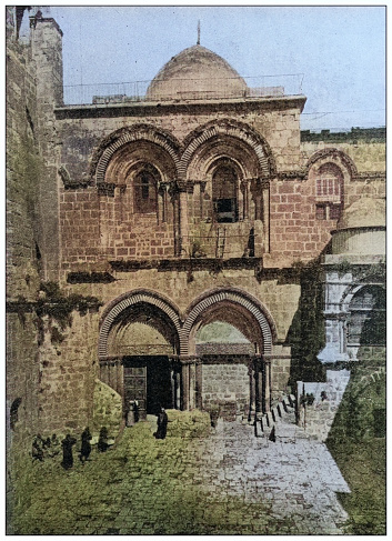 Antique photo of World's landmarks (circa 1894): Church of the Holy Sepulchre, Jerusalem