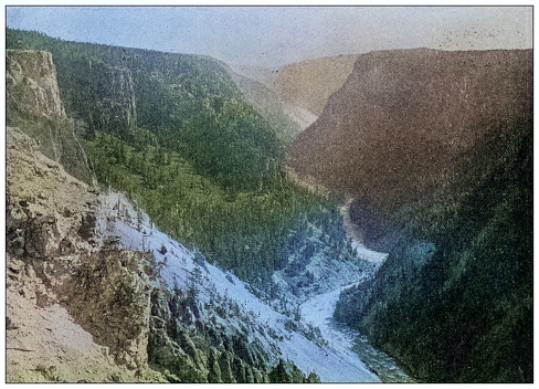 Antique photo of World's landmarks (circa 1894): Grand Canyon, Yellowstone