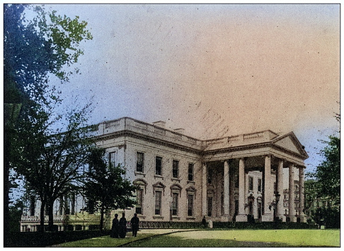 Antique photo of World's landmarks (circa 1894): The White House, Washington DC