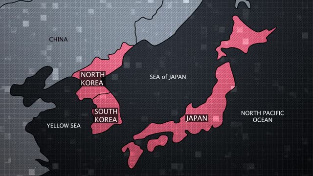 Sea of Japan Map, North korea, South korea, Japan, China 4K Resolution