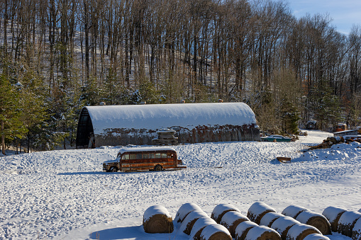 Agricultural landscapes after a winter event in rural Virginia, USA