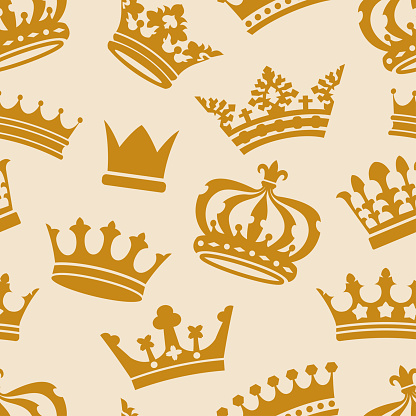 Vector Illustration with an Elegant Seamless Background with Royal Golden Crowns