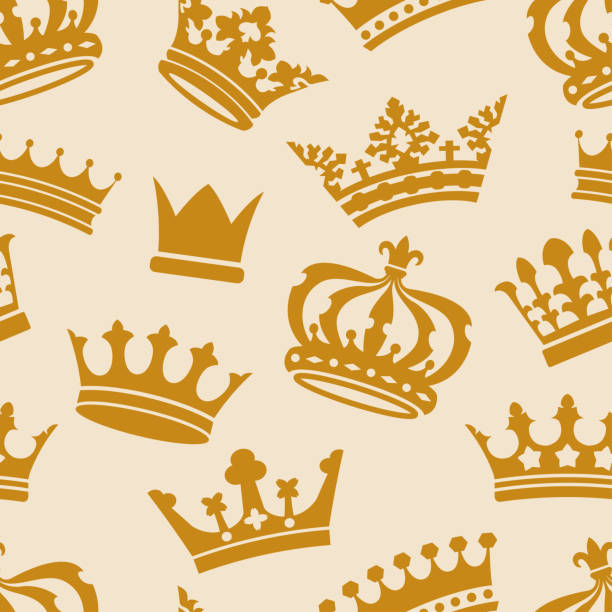 Seamless Background with Royal Golden Crowns Vector Illustration with an Elegant Seamless Background with Royal Golden Crowns clip art of a princess crown wallpaper stock illustrations