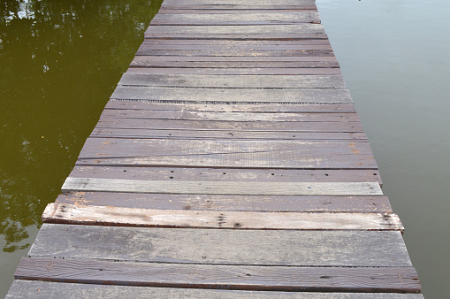 old wooden bridge in the park