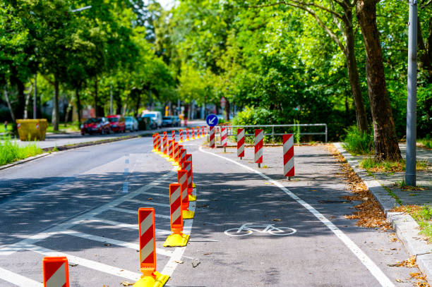 istock Dedicated bikeway on a main road. 2027526297