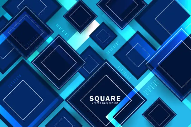 Vector illustration of Abstract blue square background