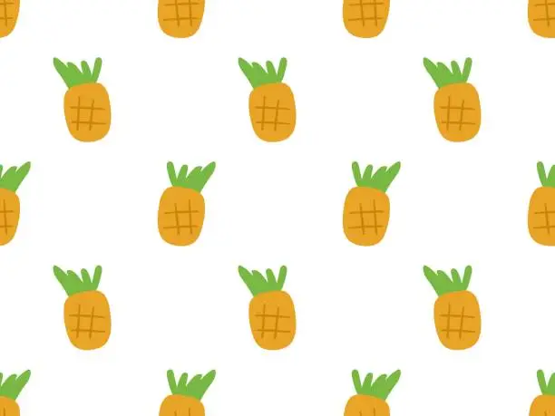 Vector illustration of Pineapple. Simple seamless pattern.