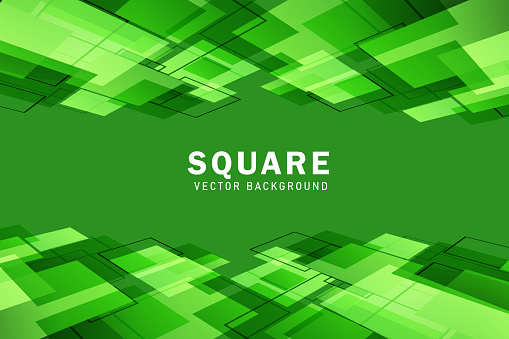 Abstract green square shape background