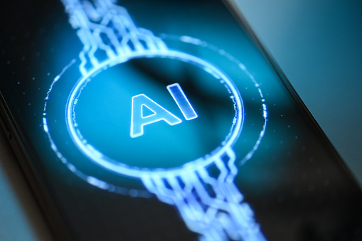 artificial intelligence icon on digital screen