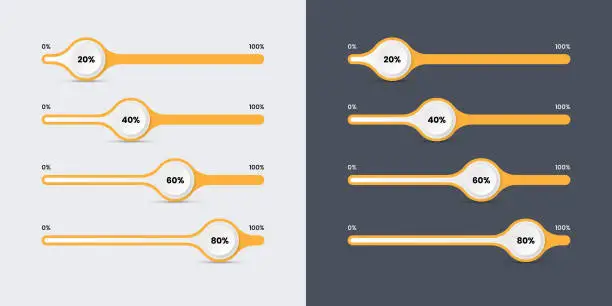 Vector illustration of Clean minimalist progress bar with percentage for mobile and web interface