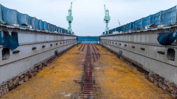 Empty Dry dock for maintence large vessel ship. Dry dock service