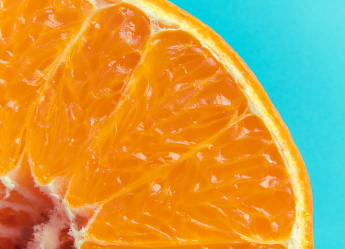 Top view of a half orange fruit