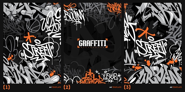 Trendy Grey Abstract Urban Style Hiphop Graffiti Street Art Vector Illustration Background