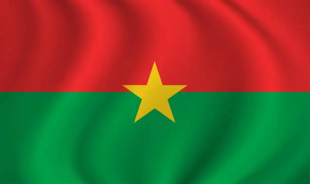 Vector illustration of Burkina Faso waving flag blowing in the wind. Texture can be used as background. Vector illustration EPS10