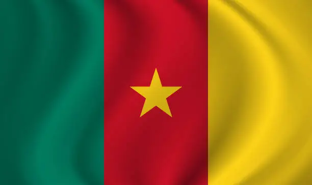 Vector illustration of Cameroon waving flag blowing in the wind. Texture can be used as background. Vector illustration EPS10