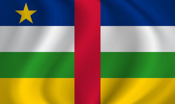 istock Central African Republic waving flag blowing in the wind. Texture can be used as background. Vector illustration EPS10 2027699321