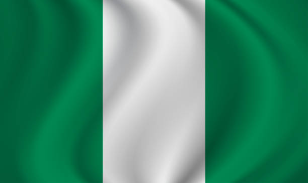 нигерия развевает флаг, развевается на ветру. текстура может быть использована в качестве фона. векторная иллюстрация eps10 - nigerian flag nigerian culture three dimensional shape nigeria stock illustrations