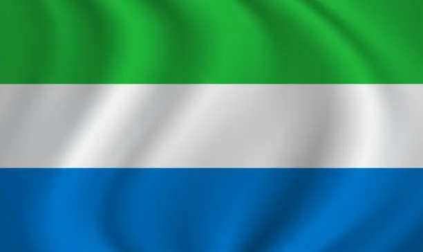 Vector illustration of Sierra Leone waving flag blowing in the wind. Texture can be used as background. Vector illustration EPS10