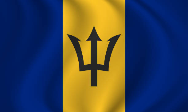 istock Barbados waving flag blowing in the wind. Texture can be used as background. Vector illustration EPS10 2027707794