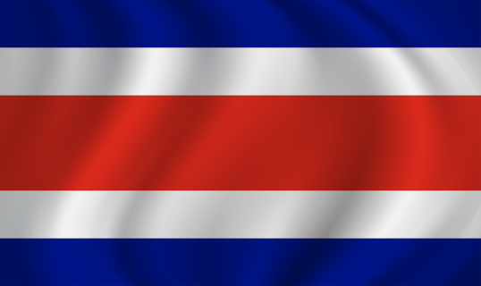 Costa Rica waving flag blowing in the wind. Texture can be used as background. Vector illustration EPS10