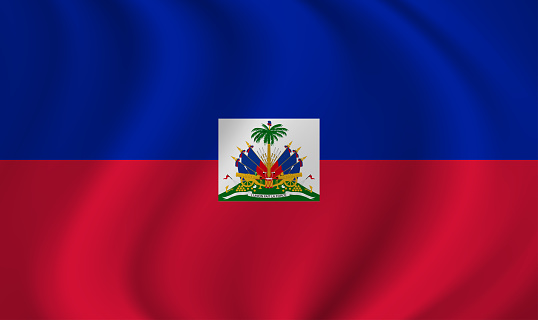 Haiti waving flag blowing in the wind. Texture can be used as background. Vector illustration EPS10