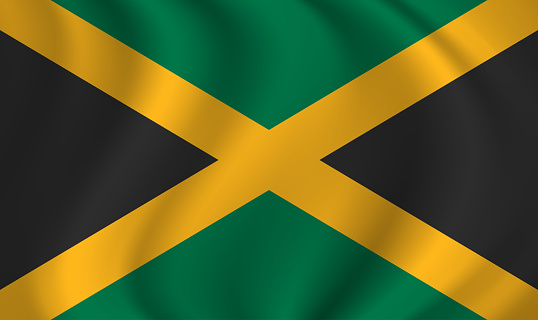 Jamaica waving flag blowing in the wind. Texture can be used as background. Vector illustration EPS10