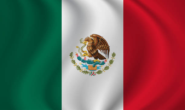istock Mexico waving flag blowing in the wind. Texture can be used as background. Vector illustration EPS10 2027709361