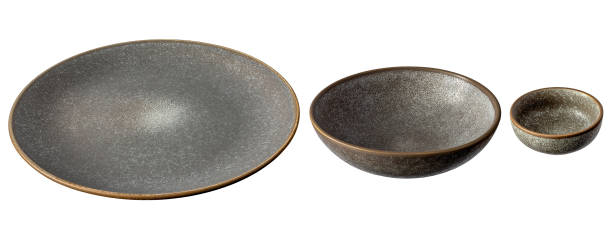 istock Side view of three ceramic dishes on a white background 2027718362