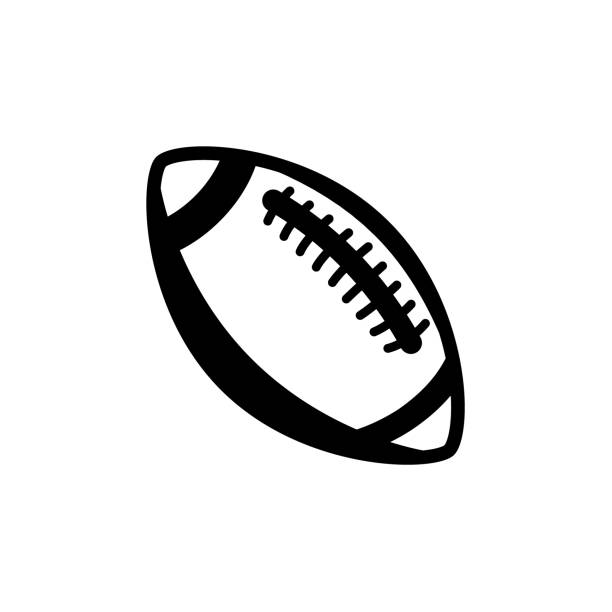 значок векторной линии мяча для регби. символ футбольной американской лиги изолированный овальный мультяшный мяч плоский дизайн - rugby ball sports league sport stock illustrations