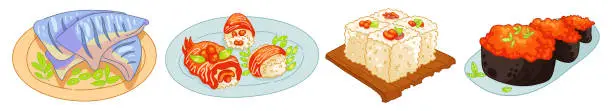 Vector illustration of Food Illustration. Japanese food. Vector Illustration